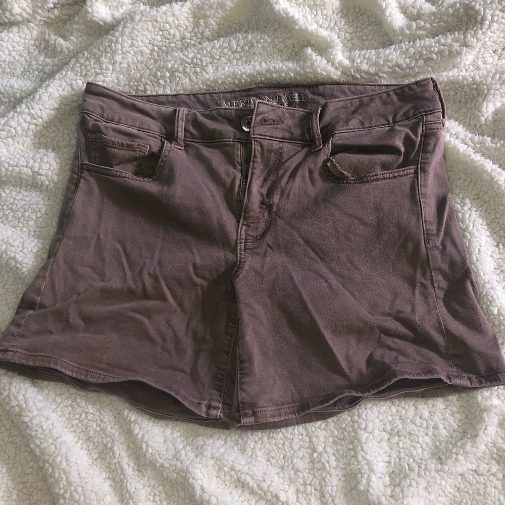light purple midi Jean shorts